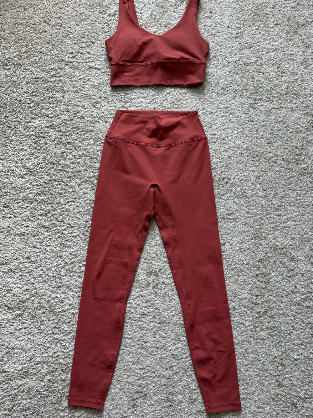 ZYIA Terracotta High-Waist Leggings with Matching V-Neck Sports Bra